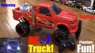 RC Toys New Bright 16 Scale Full Function RC Custom Pickup Truck  A Bump amp Go Police Car [upl. by Alyworth441]