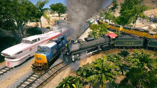 FRISCO 1529 pulling long freight through Abandoned Railroads 2 Trains 2 Tracks  Grand Theft Auto V [upl. by Onaled567]