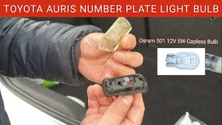 Toyota Auris Tailgate Number Plate Light Bulb Replacement Job Changing the Number Plate Light Bulb [upl. by Aicel176]