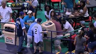 20110806 Foul ball lands in garbage can [upl. by Eudoca]