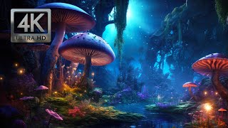 Enchanted Mushroom Forest Ambience Relaxing Music Nature Sounds amp Trickling Water [upl. by Nayb586]