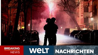 BERLIN SilvesterAusschreitungen Böller und Raketen auf Polizei Über 300 Festnahmen  WELT Stream [upl. by Nywled]