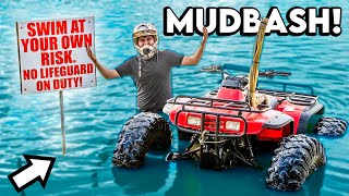 FLOATING MY FOURWHEELER ACROSS LAKE MUD BASH 2023 [upl. by Adnohsak]