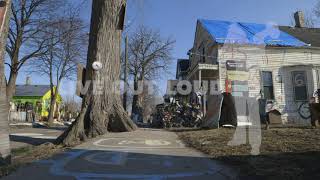 Detroit Stock Footage  Heidelberg Project Art Display Detroit Neighborhood [upl. by Josiah394]