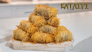 Kataifi traditional Greek dessert with shredded phyllo and nuts [upl. by Eednus]