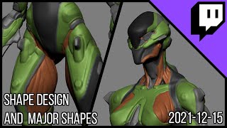 3D Character Sculpting  Marco Plouffes Twitch Stream of 20211215  Design and Shapes in Zbrush [upl. by Rodriguez]