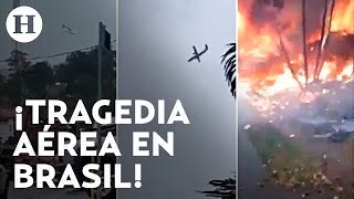 ¡Imágenes fuertes Avión con 62 pasajeros se estrella en Brasil captan momento exacto del impacto [upl. by Neret115]