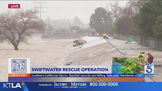 Rescuers respond to Los Angeles River for possible swift water rescue [upl. by Astiram656]