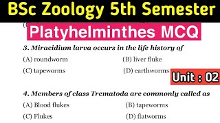 BSc 5th Semester Zoology  Platyhelminthes MCQ  Unit 2 [upl. by Block]