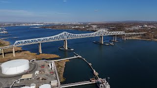 Outerbridge Crossing by drone New York City New Jersey USA [upl. by Carolyne]