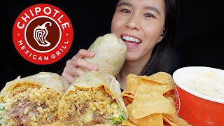 ASMR CHIPOTLE GIANT BARBACOA BURRITO  CHIPS amp QUESO MUKBANG NO TALKING EATING SOUNDS  Rossikle [upl. by Anelleh]