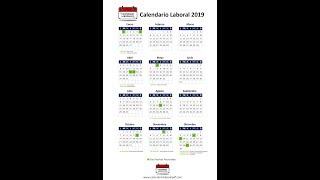 Calendario Laboral 2019  Festivos nacionales 2019 [upl. by Ayerhs]