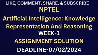 NPTEL ARTIFICIAL INTELLIGENCE KNOWLEDGE REPRESENTATION AND REASONING ASSIGNMENT SOLUTION WEEK 1 [upl. by Idolem]