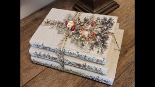 UPDATE We updated video wbetter audio IOD Burlap quotFauxlapquot Christmas Book Stack DIY [upl. by Atkinson186]