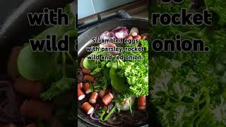 Pork sausage recipe arthritis Scrambled eggs fried with parsley red onion and pork sausage food [upl. by Flss]