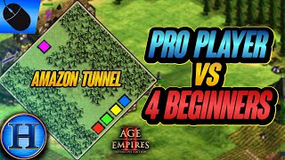 Professional Player vs 4 Beginners On AMAZON TUNNEL  AoE2 [upl. by Edric]