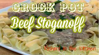 EASY CROCK POT BEEF STROGANOFF ONLY 4 INGREDIENTS  RICHARD IN THE KITCHEN [upl. by Debbra]