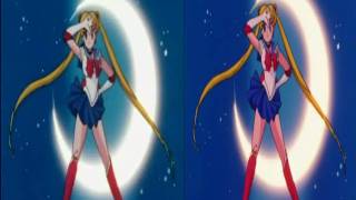 Sailor Moon R1R2 Region  Transform Comparison Moon Prism Power [upl. by Renae]