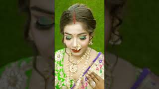 Maharashtrian Bridal Makeup  colourful eye makeup [upl. by Forester490]