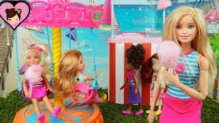 Barbie Chelsea Goes to The Park amp Carousel  Chelsea Skateboards amp Breaks her Leg [upl. by Shear]