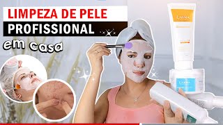 Como fazer LIMPEZA DE PELE PROFISSIONAL EM CASA  COM extração limpezadepele skincare lakma [upl. by Acilejna]