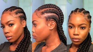 EASY FEEDIN CORNROWS PROTECTIVE STYLE ON NATURAL HAIR HOW TO CORNROW YOUR OWN HAIR [upl. by Kielty816]