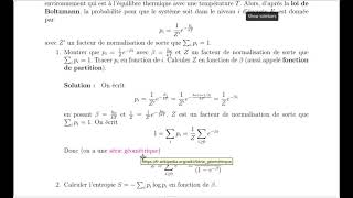 TD1 Entropie dun oscillateur harmonique quantique à léquilibre thermique [upl. by Eicam]