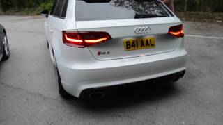 Audi RS3 8v Exhaust Comparison Sports Standard Decats [upl. by Pinckney]