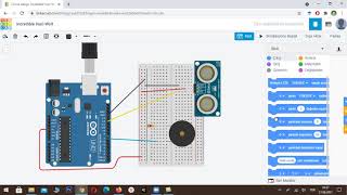 TINKERCAD İLE ARDUİNO  5 MESAFE SENSÖRÜ VE BUZZER [upl. by Tesler]