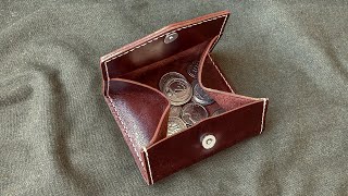 Монетница из кожи  Leather coin wallet  Free PDF pattern  DIY [upl. by Ahsila]