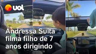 Andressa Suita esposa de Gusttavo Lima posta vídeo do filho de 7 anos dirigindo carro [upl. by Eissirk]