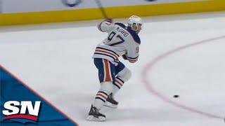 Oilers Connor McDavid Fires Home Slapshot To Erase FourGoal Deficit vs Blue Jackets [upl. by Ilesara]