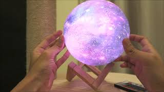 3D Printed Galaxy Moon Lamp LED Lights Color Switch Design Home Decor [upl. by Emyaj]