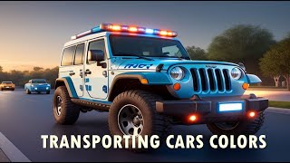 TRANSPORTING CARS COLORS SUV CARS JEEP POLICE AMBULANCE POLICE BUS  FS 22 [upl. by Imim822]