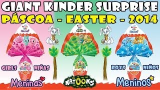 Giant Kinder Surprise Eggs  Easter  Páscoa  2014  Brinquedos Surpresa [upl. by Wojcik]