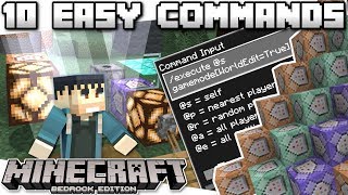 Minecraft Bedrock  TOP 10 COOL amp EASY COMMANDS  Tutorial  PS4  MCPE  Xbox  Windows amp Switch [upl. by Dermott]