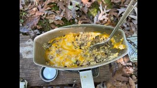 Mess Kit Canteen Scrambled eggs and roast beef with hash browns cooked in an Artic Canteen Cup [upl. by Marice]