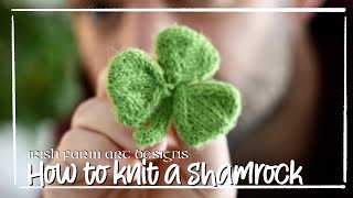 How to knit a shamrock brooch perfect decoration for St Patricks day  knitting tutorial [upl. by Marr]