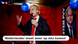 Eerste reactie Geert Wilders PVV Met 35 zetels willen we en gaan we ook besturen [upl. by Akerdal665]