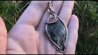 Version 6 of 6 Wire Wrapped Cabochon Pendant Tutorial Square Wire Copper Bead [upl. by Atirak387]