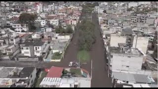 Así se ven los estragos del aluvión en el sector de La Gasca en Quito desde el aire [upl. by Attekram]