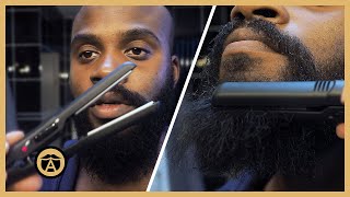 How to Straighten Your Beard Tutorial Flat Iron Method  Ben Wilson [upl. by Eninahs550]