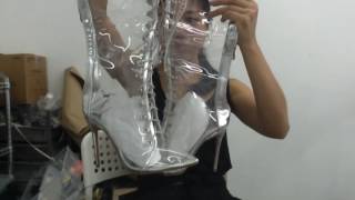 Unboxing Clear Vinyl LaceUp ThighHigh Boots [upl. by Anerahs]