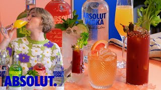 4 Easy Brunch Cocktails  Absolut Drinks With Elyse [upl. by Aitnas]