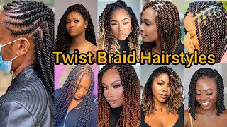 Elegant Twist Braid Hairstyle  Passion Twist Braid  Senegalese Twist  Kinky Twist Braid Hairstyle [upl. by Bourque]