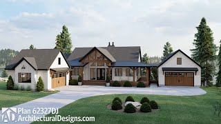 Lake House Plan 62327DJ with Massive Wraparound Covered Porch  360° Virtual Tour [upl. by Naima]