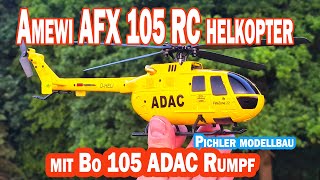 Amewi AFX 105 Bo 105 RC Helikopter im ADAC Chassis von Pichler Modellbau bei leichten Wind geflogen [upl. by Noillimaxam]