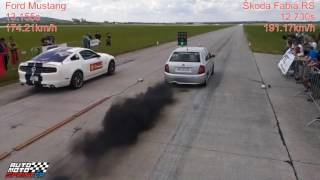 Ford Mustang vs Škoda Fabia RS Drag Race 14M 402m Letiště Hoškovice 1062017 [upl. by Marji421]