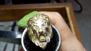 LION RING with Diamonds and STONES from CAST to POLISH using GRS tools [upl. by Savick364]