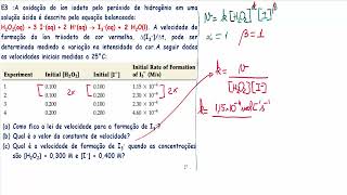 Cinética química 08 método das velocidades instantâneas  resolvendo o exercício de cabeça [upl. by Branscum]